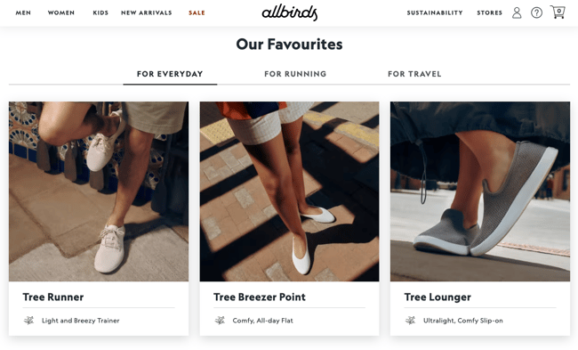 Allbirds website as a headless commerce example